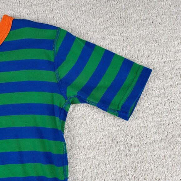 Hanna Andersson Boys Pajama Top 160 (US 14) Blue Green Striped Short Sleeve - Picture 3 of 8
